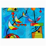 Happy day - blue Large Glasses Cloth (2-Side)
