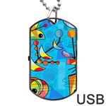 Happy day - blue Dog Tag USB Flash (One Side)