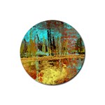 Autumn Landscape Impressionistic Design Rubber Coaster (Round) 