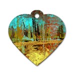 Autumn Landscape Impressionistic Design Dog Tag Heart (One Side)