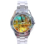 Autumn Landscape Impressionistic Design Stainless Steel Analogue Watch