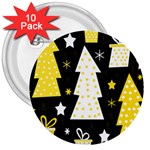Yellow playful Xmas 3  Buttons (10 pack) 