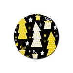 Yellow playful Xmas Rubber Round Coaster (4 pack) 