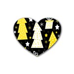 Yellow playful Xmas Rubber Coaster (Heart) 