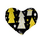 Yellow playful Xmas Standard 16  Premium Flano Heart Shape Cushions