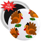 Thanksgiving turkeys 3  Magnets (10 pack) 
