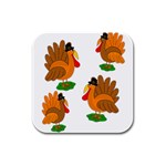 Thanksgiving turkeys Rubber Square Coaster (4 pack) 