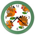 Thanksgiving turkeys Color Wall Clocks