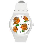 Thanksgiving turkeys Round Plastic Sport Watch (M)