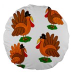 Thanksgiving turkeys Large 18  Premium Flano Round Cushions