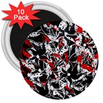 Red abstract flowers 3  Magnets (10 pack) 