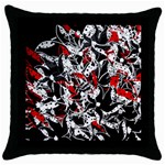 Red abstract flowers Throw Pillow Case (Black)