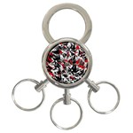 Red abstract flowers 3-Ring Key Chains