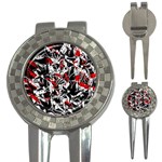 Red abstract flowers 3-in-1 Golf Divots