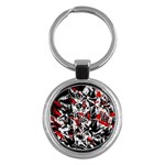 Red abstract flowers Key Chains (Round) 