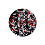 Red abstract flowers Rubber Coaster (Round) 