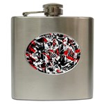 Red abstract flowers Hip Flask (6 oz)