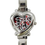 Red abstract flowers Heart Italian Charm Watch