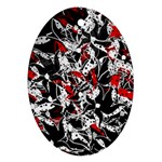 Red abstract flowers Oval Ornament (Two Sides)