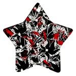 Red abstract flowers Star Ornament (Two Sides) 