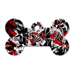 Red abstract flowers Dog Tag Bone (Two Sides)