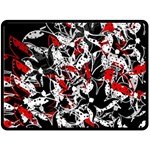 Red abstract flowers Double Sided Fleece Blanket (Large) 