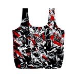 Red abstract flowers Full Print Recycle Bags (M) 