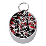 Red abstract flowers Mini Silver Compasses