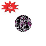 Purple abstract flowers 1  Mini Buttons (10 pack) 