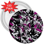 Purple abstract flowers 3  Buttons (100 pack) 