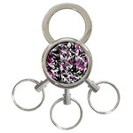 Purple abstract flowers 3-Ring Key Chains