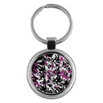 Purple abstract flowers Key Chains (Round) 