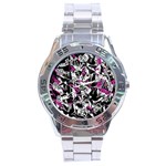 Purple abstract flowers Stainless Steel Analogue Watch