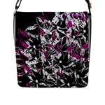 Purple abstract flowers Flap Messenger Bag (L) 