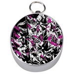 Purple abstract flowers Silver Compasses