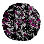 Purple abstract flowers Large 18  Premium Flano Round Cushions