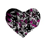 Purple abstract flowers Standard 16  Premium Flano Heart Shape Cushions