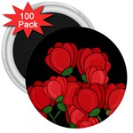 Red tulips 3  Magnets (100 pack)