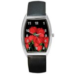 Red tulips Barrel Style Metal Watch