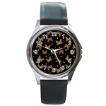 Insects Motif Pattern Round Metal Watch