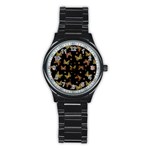 Insects Motif Pattern Stainless Steel Round Watch