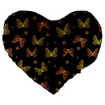 Insects Motif Pattern Large 19  Premium Flano Heart Shape Cushions