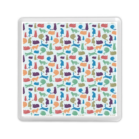 Blue Colorful Cats Silhouettes Pattern Memory Card Reader (Square)  from UrbanLoad.com Front