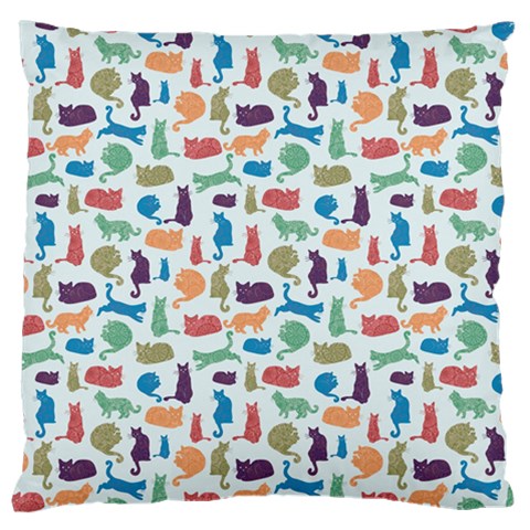 Blue Colorful Cats Silhouettes Pattern Large Cushion Case (One Side) from UrbanLoad.com Front