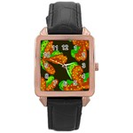 Autumn leafs Rose Gold Leather Watch 