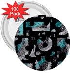 Blue shadows  3  Buttons (100 pack) 