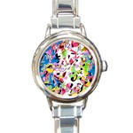 Colorful pother Round Italian Charm Watch