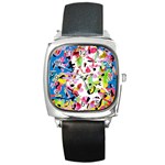 Colorful pother Square Metal Watch