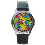 Colorful airplanes Round Metal Watch