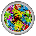Colorful airplanes Wall Clocks (Silver) 